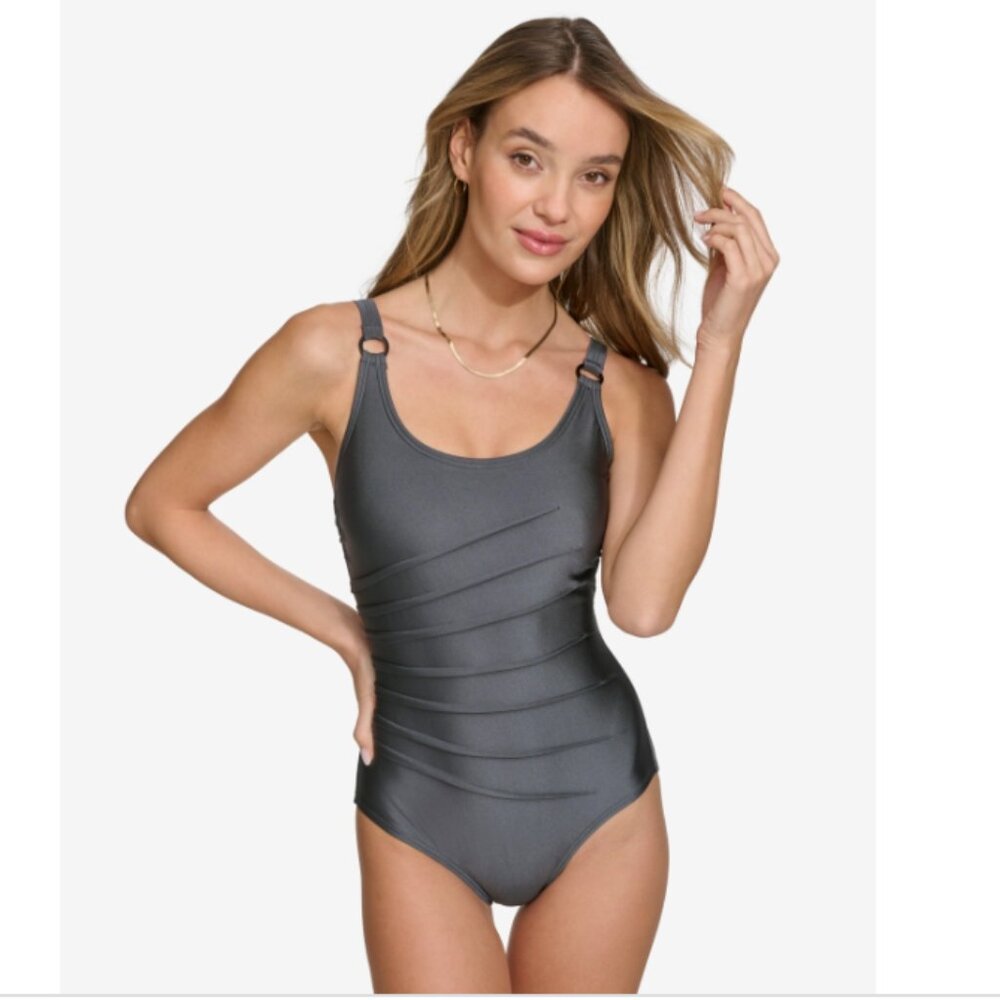 Dkny Women's One-Piece Starburst Swimsuit  Gray Size XL 01070